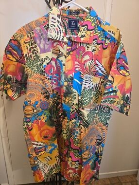 NWT LRG Woven Bold Multi-Color Graphic Print Short-Sleeve Men’s Shirt Size 3XL